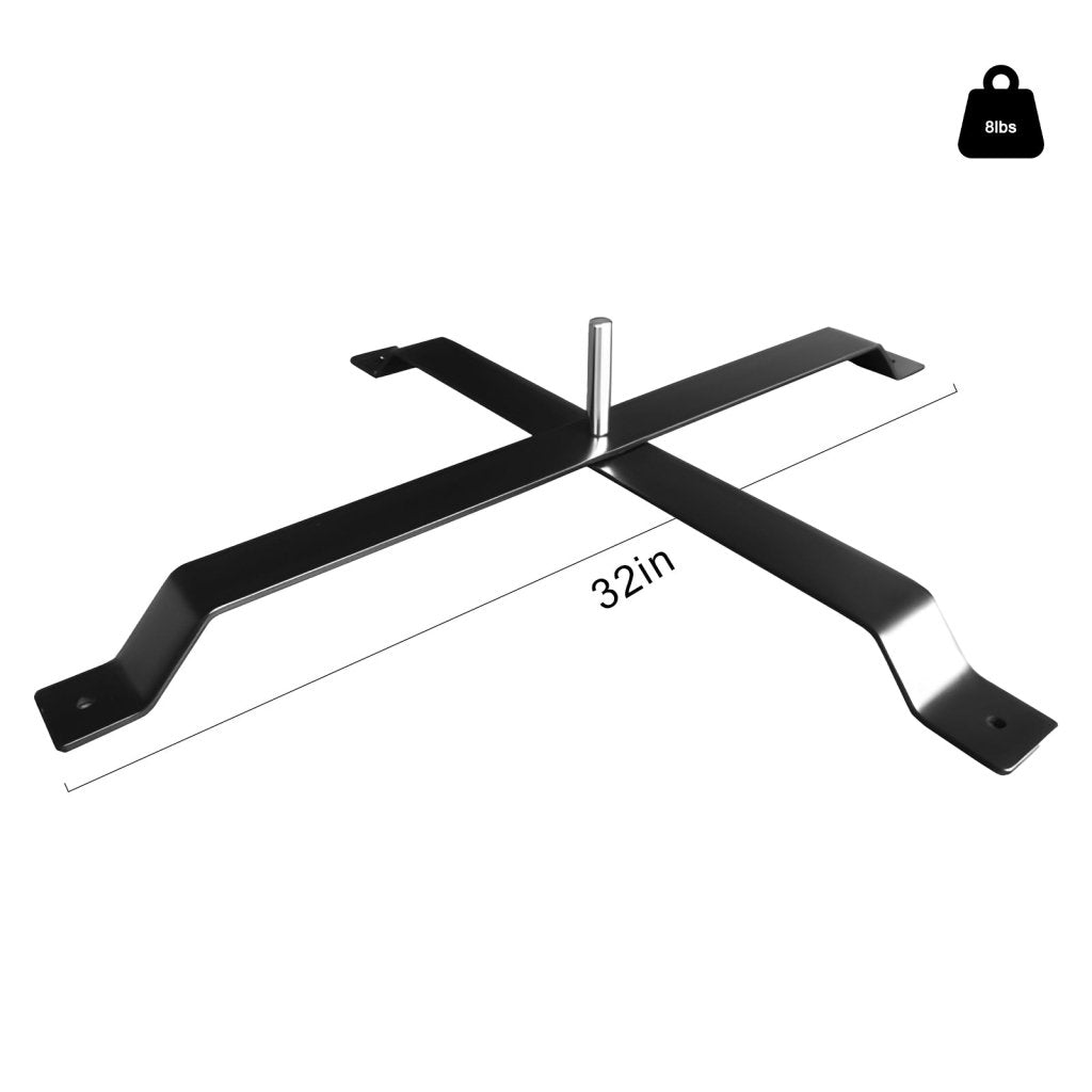 QSUM Flat Cross Base - Cross Ground - Large Sizewith Water Bag, Plastic Sprayed Iron, 8.38lb, 32'', Shaft Diameter 14.5mm - 16.7mm